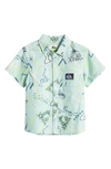 Quiksilver Kids' Next Gen Print Short Sleeve Cotton Button-up Shirt In Pastel Turquoise