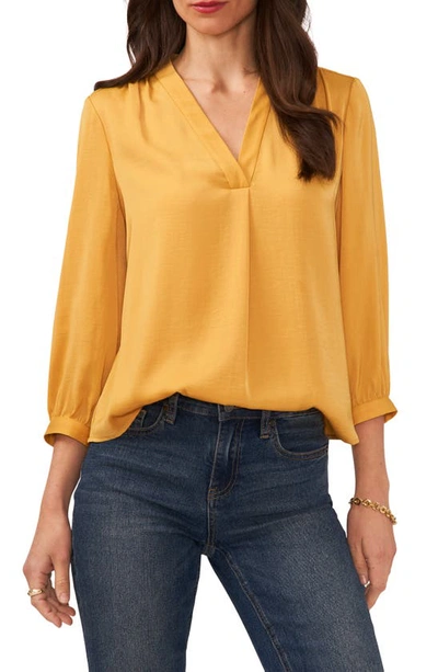 Vince Camuto V Neck Blouse In Yellow