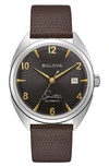 BULOVA FRANK SINATRA FLY ME TO THE MOON LEATHER STRAP, 39MM