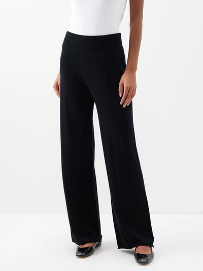 Allude Wool-blend Knitted Wide-leg Trousers In Black