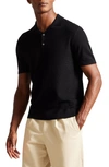 Ted Baker Textured Knit Polo In Black