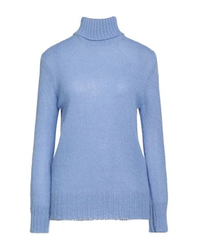 Tessa . Woman Turtleneck Light Blue Size L Mohair Wool, Polyamide, Wool