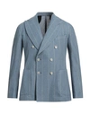 Barba Napoli Man Suit Jacket Light Blue Size 44 Cotton