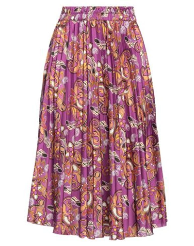 Emy-ò Female Woman Midi Skirt Mauve Size 8 Polyester In Purple