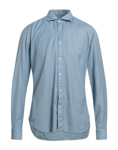 Tintoria Mattei 954 Man Shirt Slate Blue Size 17 Organic Cotton