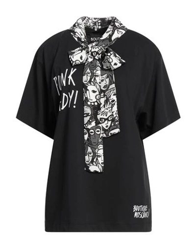 Boutique Moschino Woman T-shirt Black Size 6 Cotton, Viscose