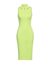 Mangano Woman Midi Dress Acid Green Size 8 Cotton In Green