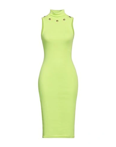 Mangano Woman Midi Dress Acid Green Size 8 Cotton