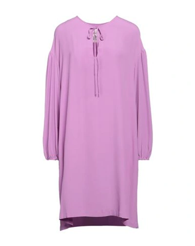 Semicouture Woman Mini Dress Lilac Size 2 Acetate, Silk In Purple
