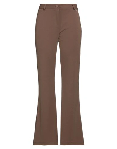 Dixie Woman Pants Dark Brown Size L Polyester, Elastane