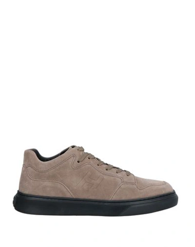 Hogan Man Sneakers Grey Size 11.5 Soft Leather In Beige