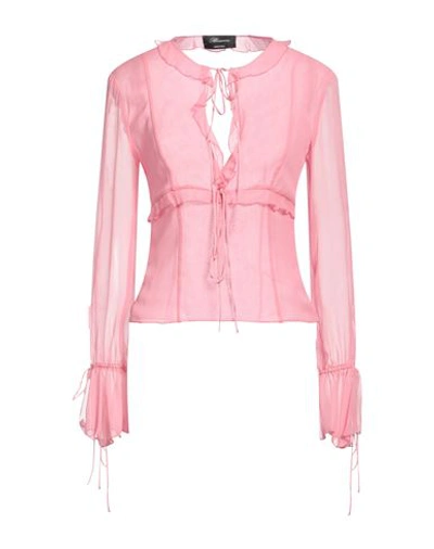 Blumarine Woman Top Pink Size 4 Silk, Elastane, Polyester, Cotton, Viscose