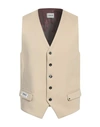 Berna Man Tailored Vest Khaki Size Xl Cotton, Polyamide, Elastane In Beige