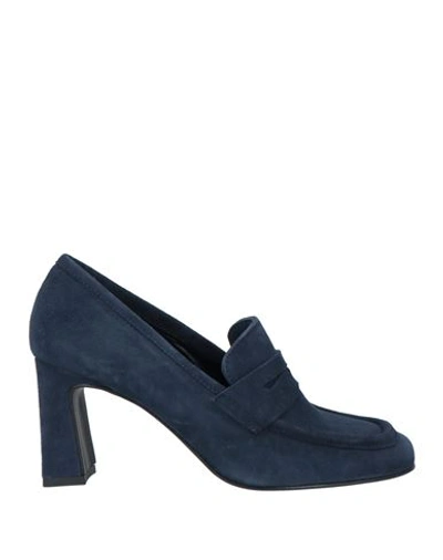 O'dan Li Woman Loafers Navy Blue Size 7 Soft Leather