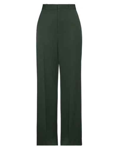 Del Core Woman Pants Dark Green Size 10 Virgin Wool, Cotton In Green