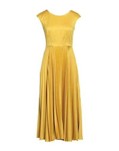 Closet Woman Midi Dress Ocher Size 12 Recycled Polyester In Yellow