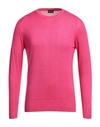 Drumohr Man Sweater Magenta Size 38 Cashmere, Silk In Magenta