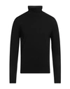 Drumohr Man Turtleneck Midnight Blue Size 44 Merino Wool In Black