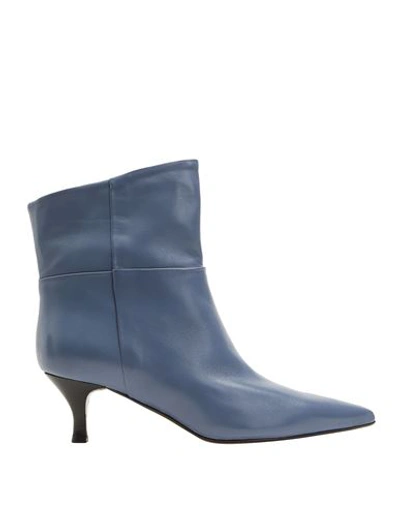 8 By Yoox Leather Pointy-toe Ankle Boot Woman Ankle Boots Pastel Blue Size 11 Ovine Leather