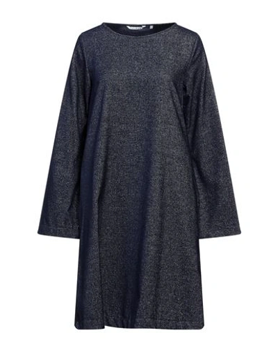 Caliban Woman Mini Dress Midnight Blue Size 6 Cotton, Wool