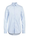 Guess Man Shirt Sky Blue Size S Cotton, Nylon, Elastane In Blue