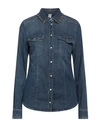 Liu •jo Woman Denim Shirt Blue Size 12 Cotton, Elastane In Blue