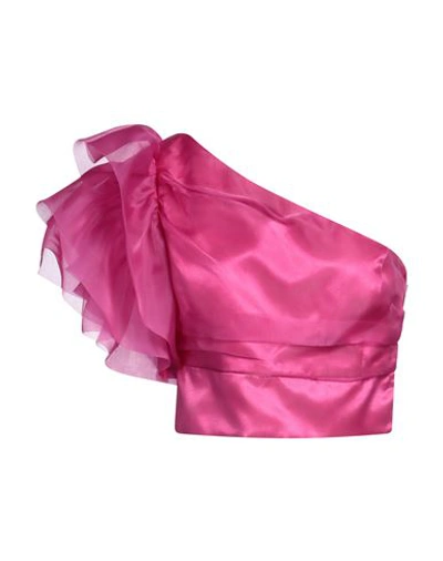 Hanita Woman Top Fuchsia Size S Silk, Polyester In Pink