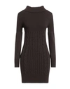 Pianurastudio Woman Mini Dress Dark Brown Size 6 Viscose, Polyamide