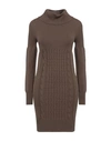 Pianurastudio Woman Mini Dress Khaki Size 8 Viscose, Polyamide In Beige