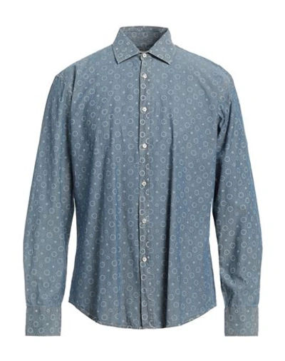 Rossopuro Man Shirt Slate Blue Size 16 ½ Cotton