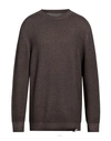 H953 Man Sweater Dark Brown Size 46 Merino Wool
