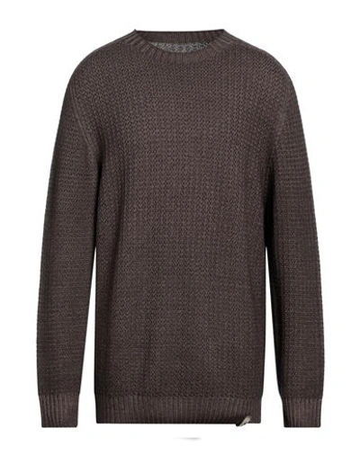 H953 Man Sweater Dark Brown Size 46 Merino Wool In Brown