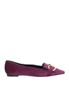 Giulia Neri Woman Loafers Deep Purple Size 10 Textile Fibers