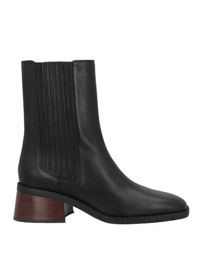 Tod's Woman Ankle Boots Black Size 8 Soft Leather, Elastic Fibres
