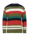 Dsquared2 Wool-blended Fuzzy Pullover With Striped Pattern In Green