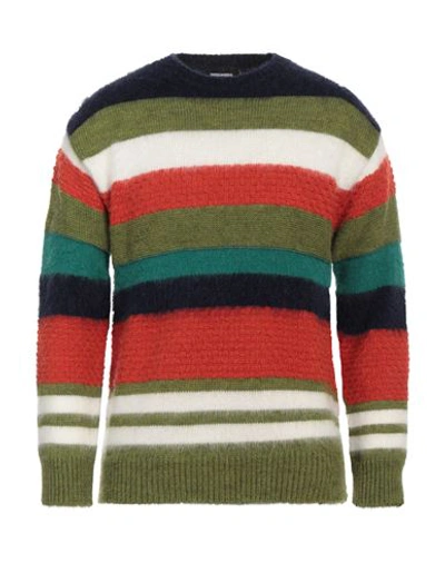 Dsquared2 Wool-blended Fuzzy Pullover With Striped Pattern In Multicolor