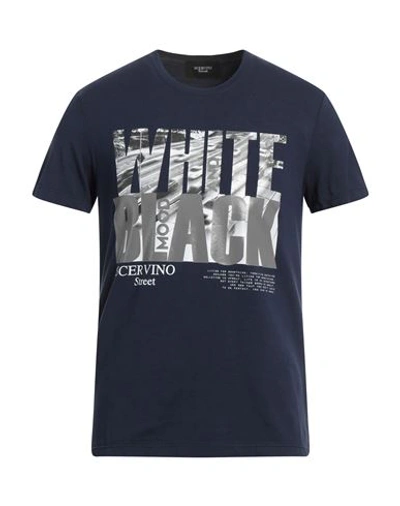 Scervino Man T-shirt Midnight Blue Size L Cotton, Elastane