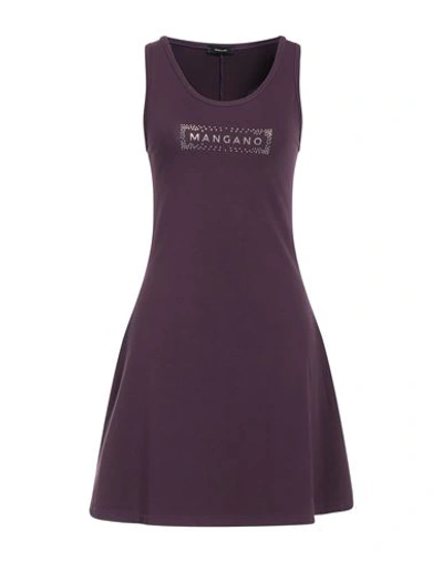 Mangano Woman Short Dress Deep Purple Size 8 Cotton