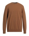+39 Masq Man Sweater Camel Size 42 Merino Wool In Beige