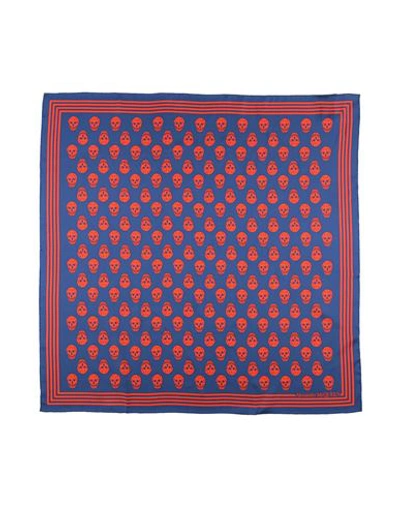 Alexander Mcqueen Woman Scarf Navy Blue Size - Silk In Navy Blue