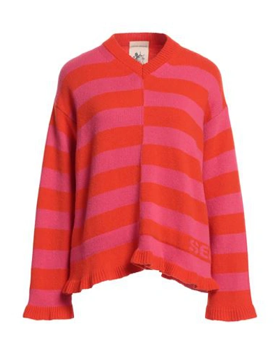 Semicouture Woman Sweater Orange Size Xl Wool, Polyamide