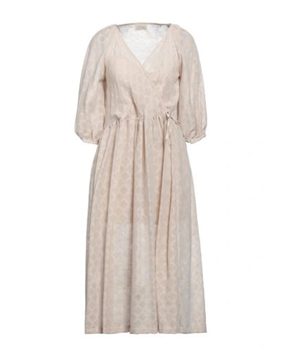 Bohelle Woman Midi Dress Beige Size 6 Cotton, Polyamide