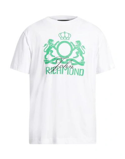 John Richmond Man T-shirt White Size Xl Cotton, Lycra