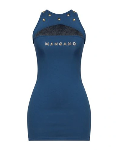 Mangano Woman Short Dress Blue Size 8 Cotton