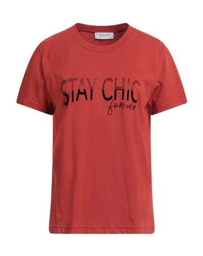 Markup Woman T-shirt Rust Size M Cotton In Red