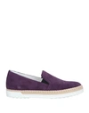 Tod's Woman Sneakers Deep Purple Size 8.5 Soft Leather