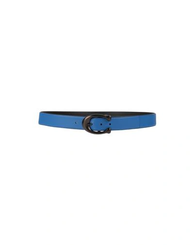 Coach Woman Belt Bright Blue Size 10 Soft Leather In Blue