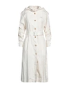 TOMMY HILFIGER TOMMY HILFIGER WOMAN OVERCOAT CREAM SIZE 4 COTTON, ELASTANE