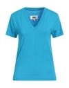 Mm6 Maison Margiela Woman T-shirt Azure Size S Cotton In Blue