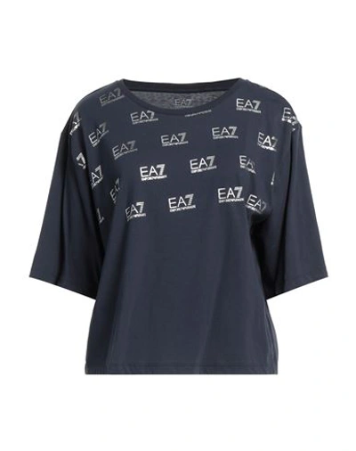 Ea7 Woman T-shirt Navy Blue Size Xl Cotton